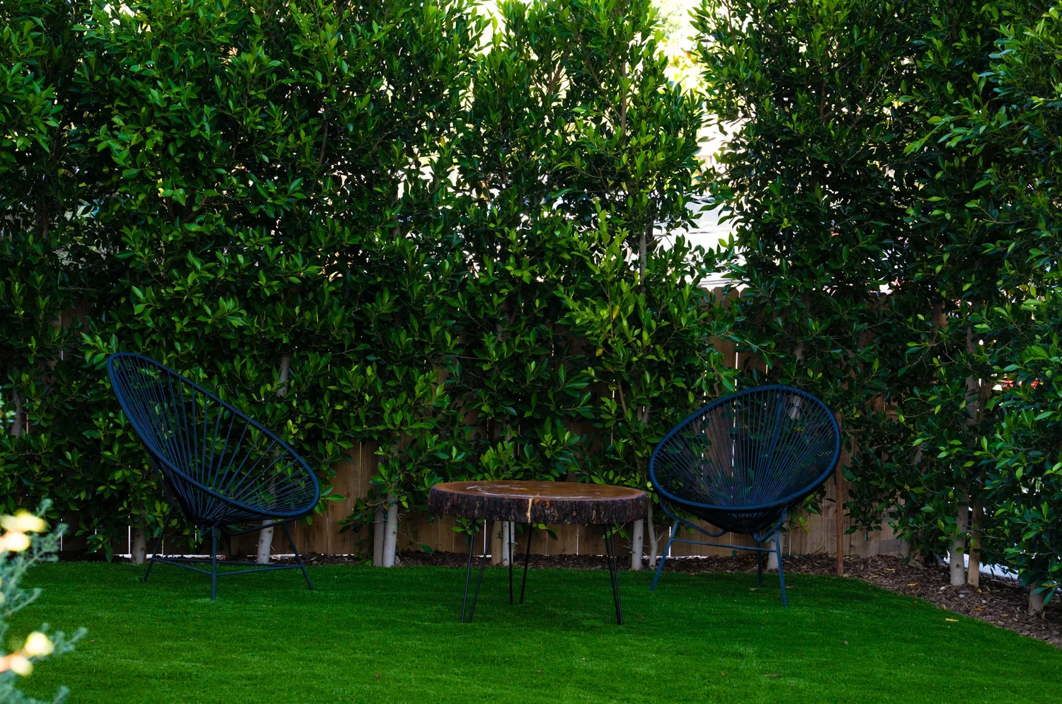 Garden seating at the Reign Recovery residence in Los Angeles